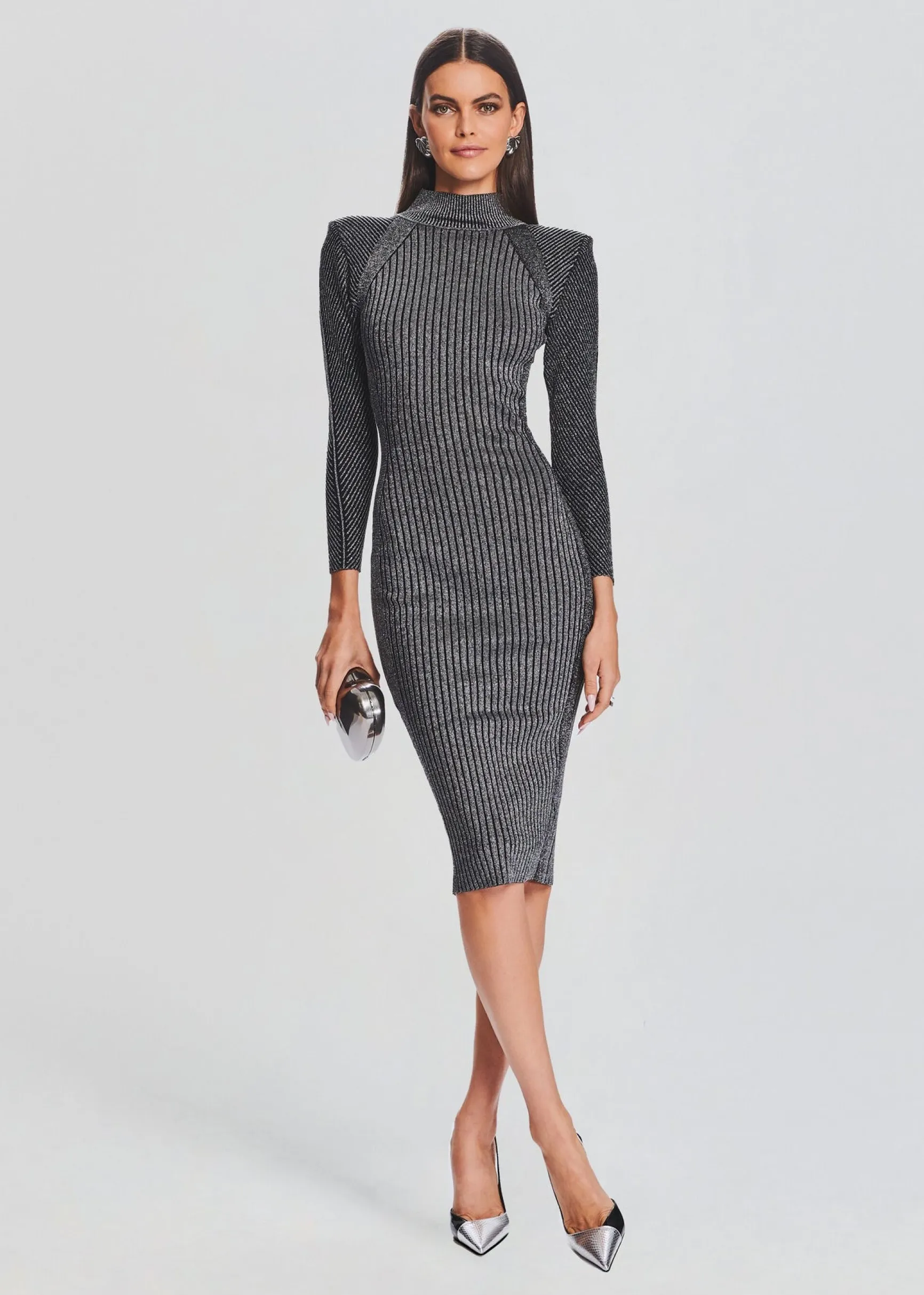 aylin_rib_knit_dress_0.webp Business Chic*Retrofete Aylin Rib Knit Dress Metallic Black/Silver