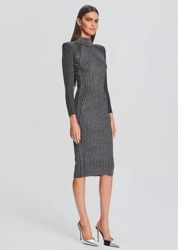 RETROFÊTE*Retrofete Aylin Rib Knit Dress Metallic Black/Silver