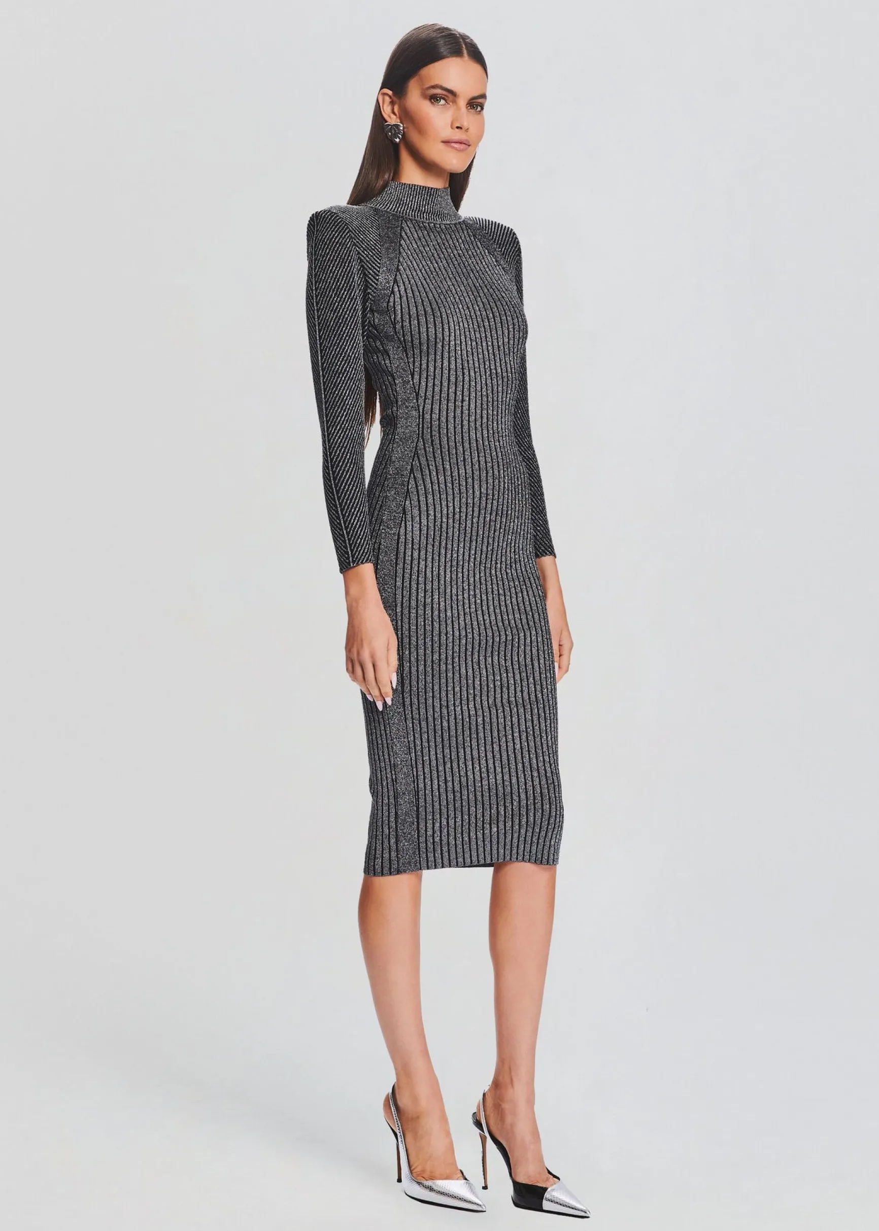 aylin_rib_knit_dress_2.webp Business Chic*Retrofete Aylin Rib Knit Dress Metallic Black/Silver