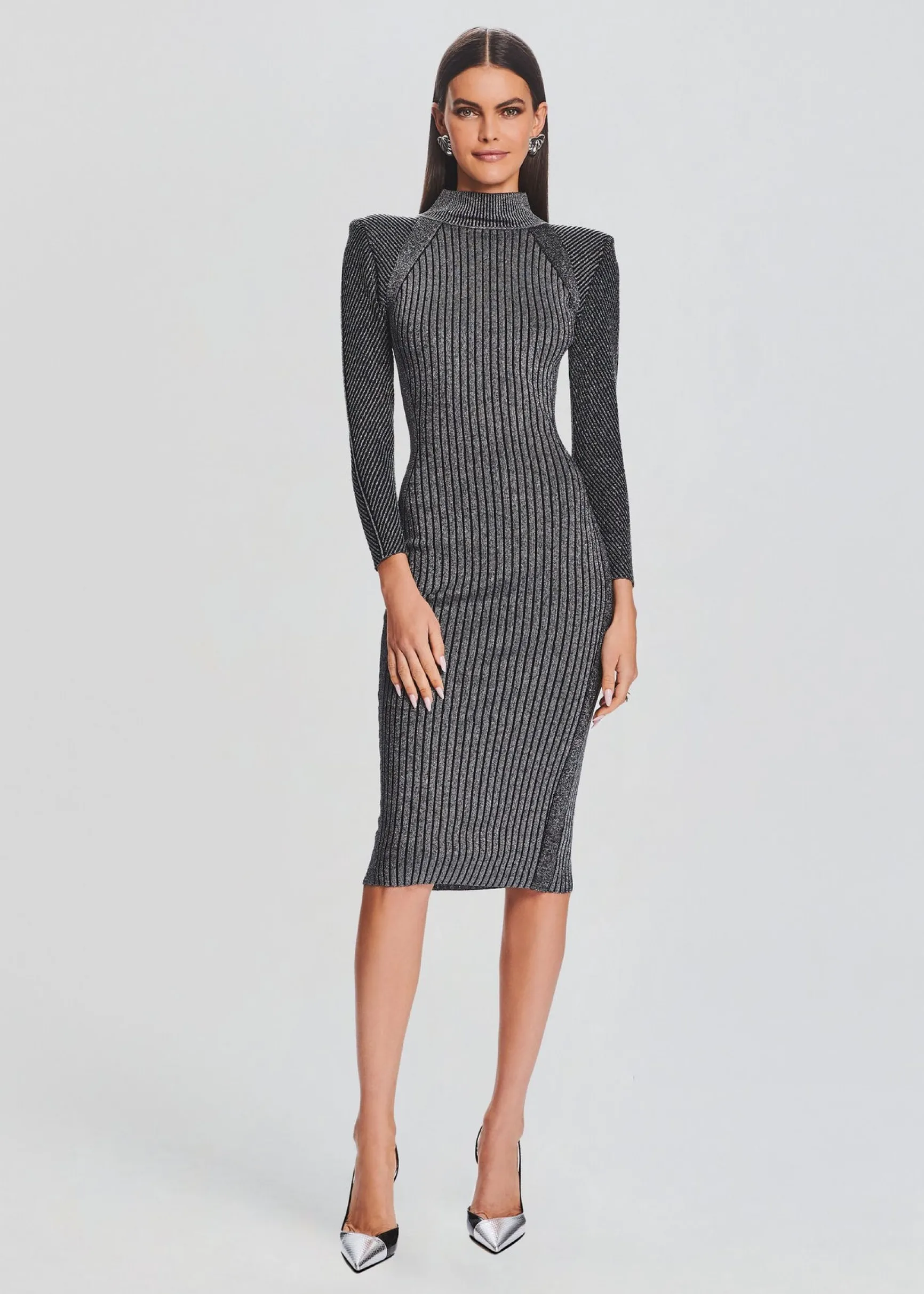 aylin_rib_knit_dress_4.webp Business Chic*Retrofete Aylin Rib Knit Dress Metallic Black/Silver