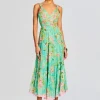 Best Sellers*Retrofete Azra Long Dress Teal Floral