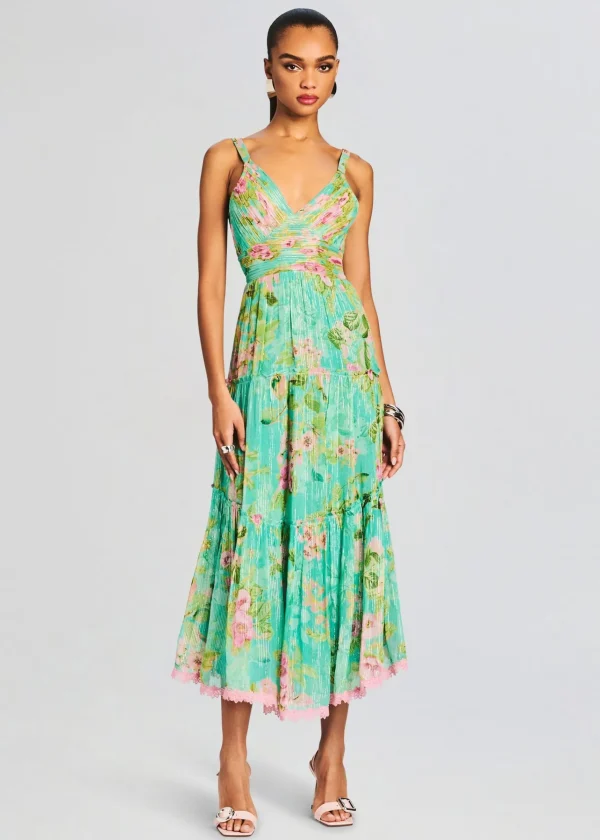 Resort '24*Retrofete Azra Long Dress Teal Floral