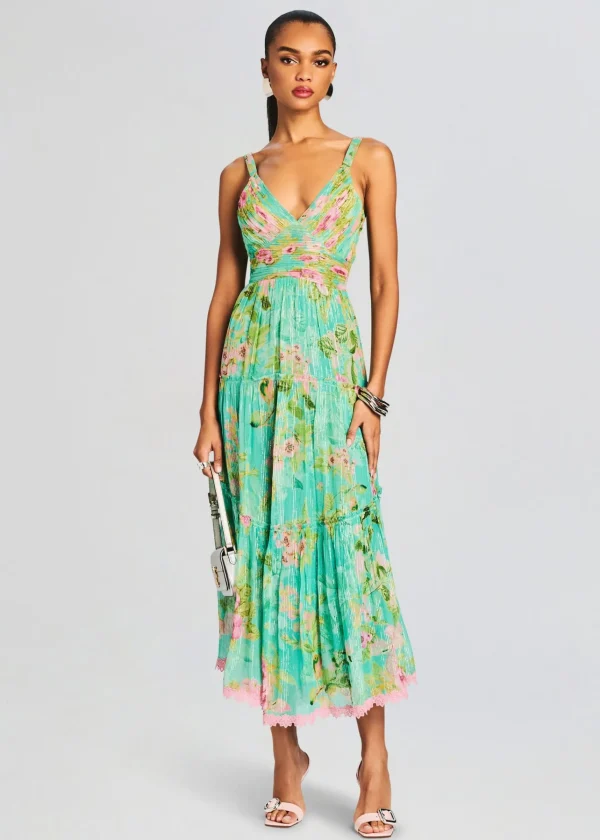 Dresses*Retrofete Azra Long Dress Teal Floral