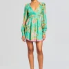 Trending*Retrofete Azra Short Dress Teal Floral