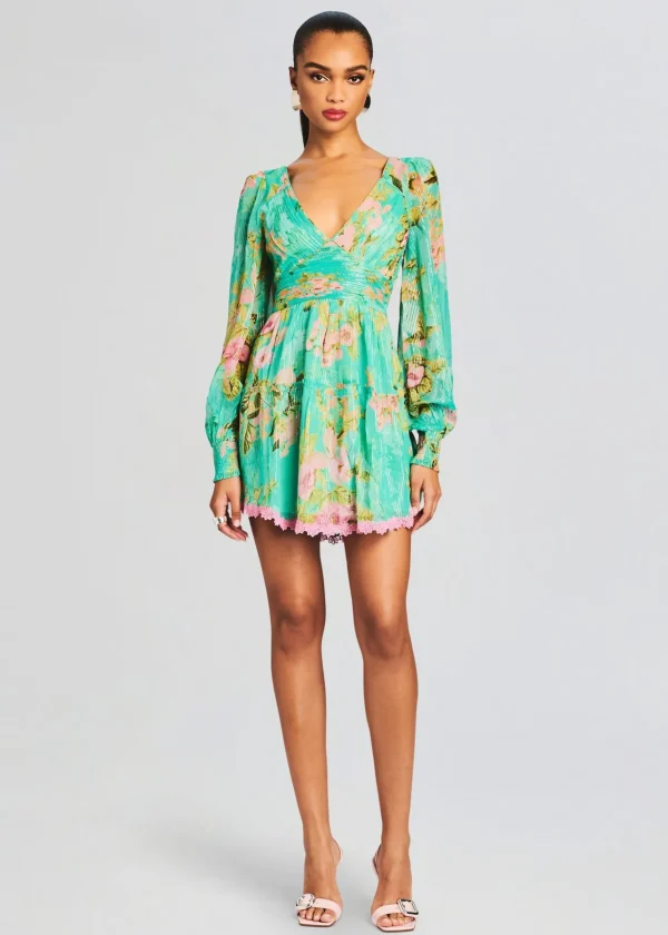 Mini*Retrofete Azra Short Dress Teal Floral