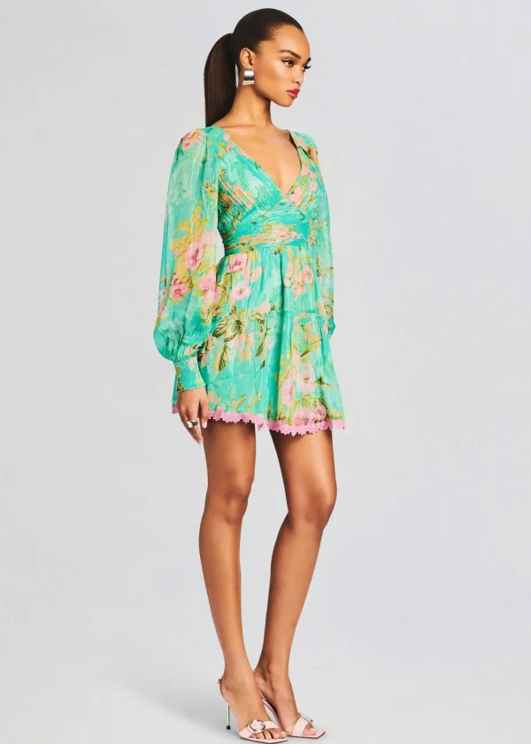 Tropical Hues*Retrofete Azra Short Dress Teal Floral