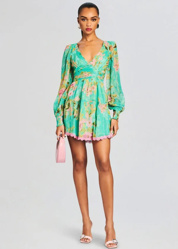 Trending*Retrofete Azra Short Dress Teal Floral