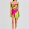 Mini*Retrofete Azura Silk Dress Lime Anthurium