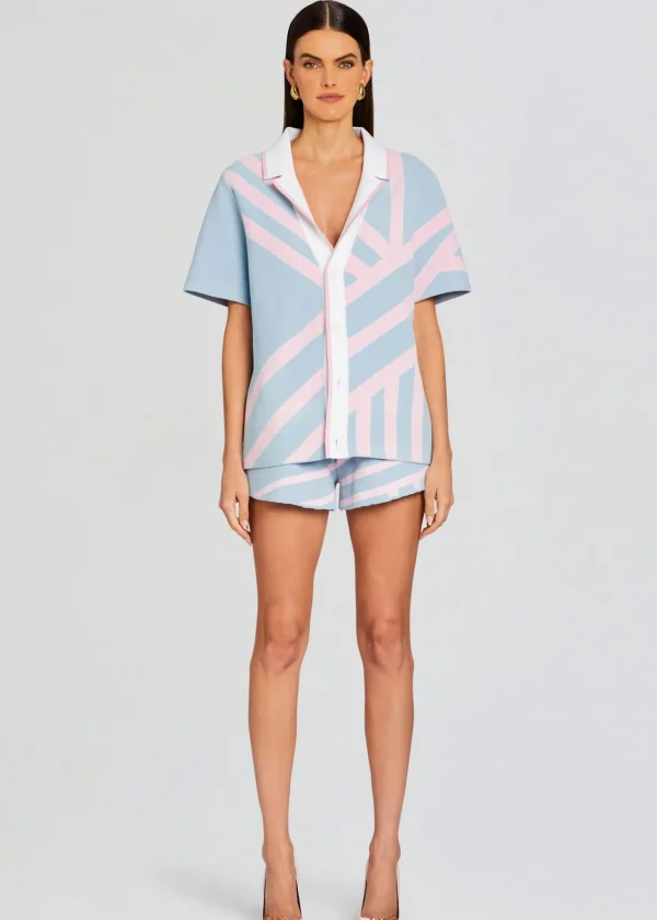 Spring Knits*Retrofete Beau Short Jacquard Blue/Pink