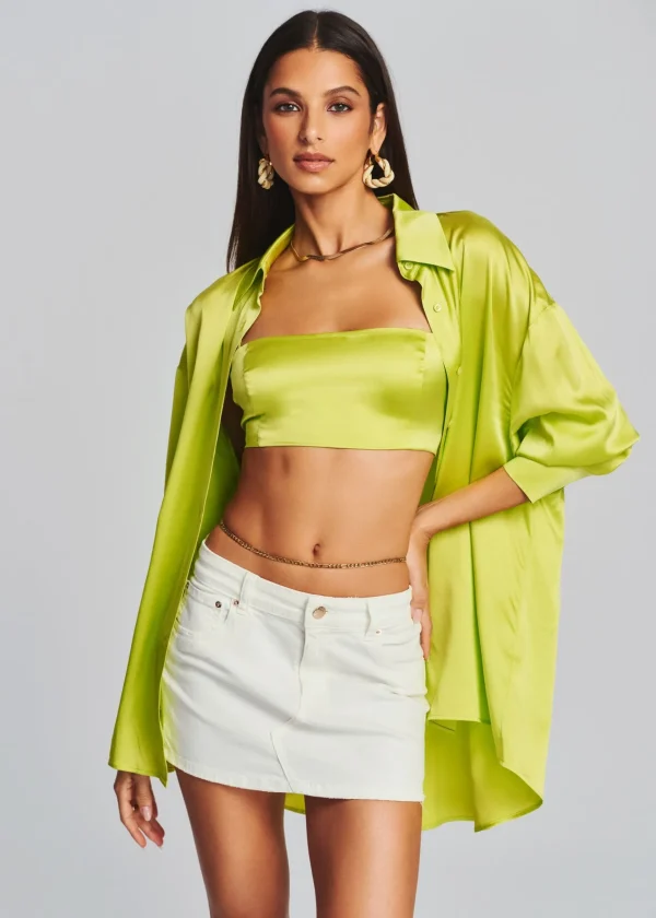 Final Sale*Retrofete Bec Silk Top Neon Yellow