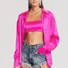 Honeymoon Looks*Retrofete Bec Silk Top Neon Pink