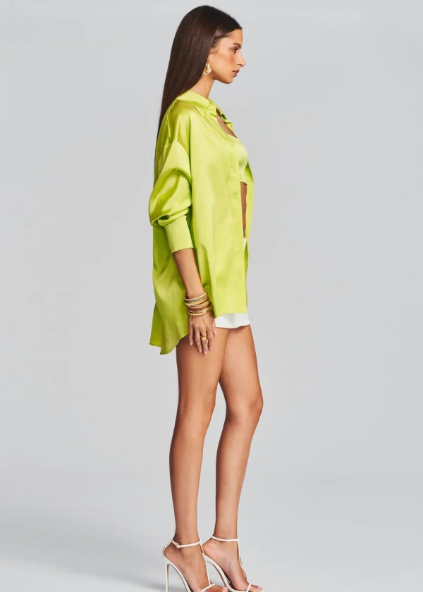 Final Sale*Retrofete Bec Silk Top Neon Yellow