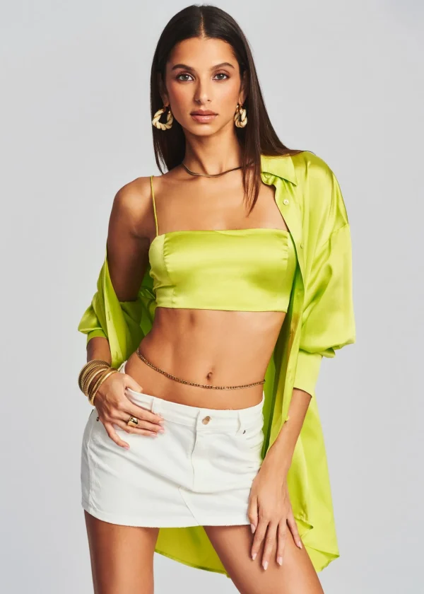 Final Sale*Retrofete Bec Silk Top Neon Yellow