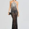 Sheer Bliss*Retrofete Belle Embellished Fringe Dress Black/Silver