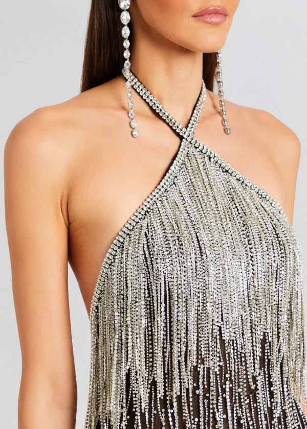 Dresses*Retrofete Belle Embellished Fringe Dress Black/Silver