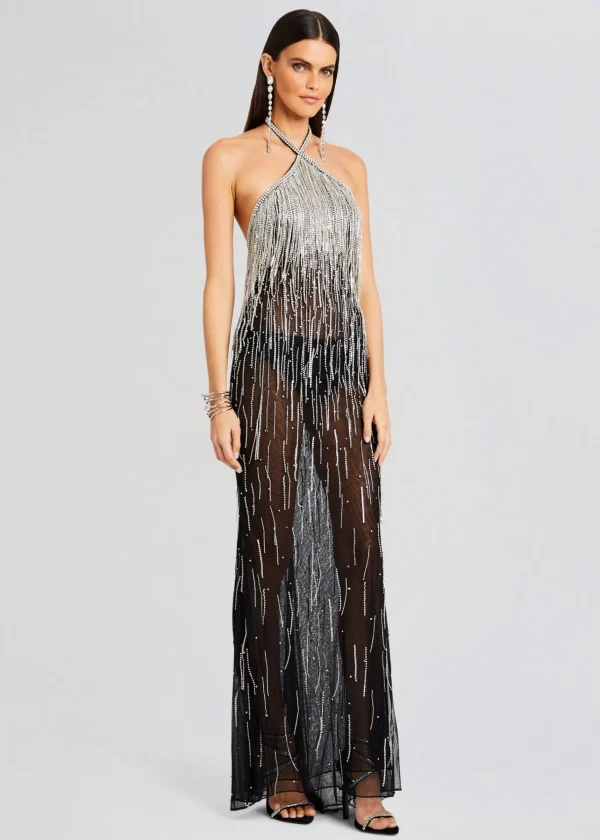 Guest Of*Retrofete Belle Embellished Fringe Dress Black/Silver