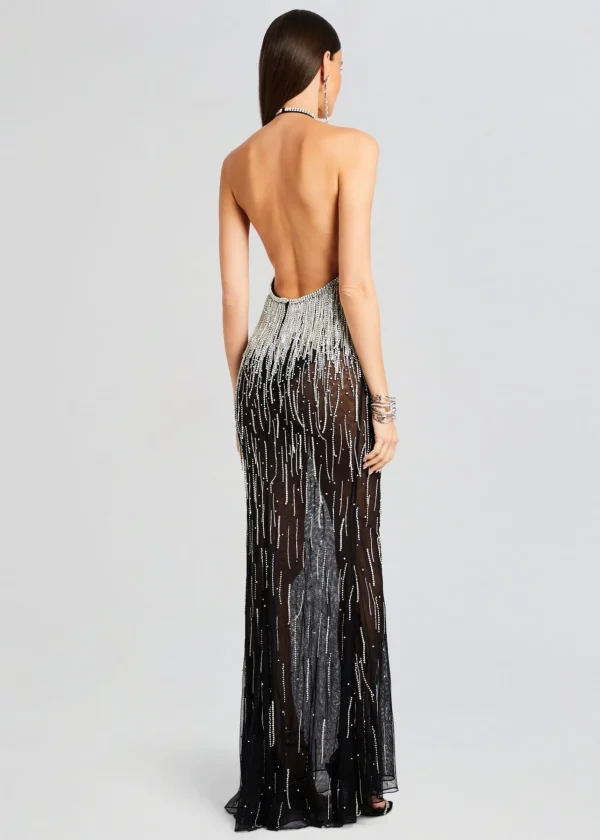 Sheer Bliss*Retrofete Belle Embellished Fringe Dress Black/Silver