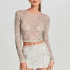 Bachelorette Party*Retrofete Bessie Sequin Top Silver/White