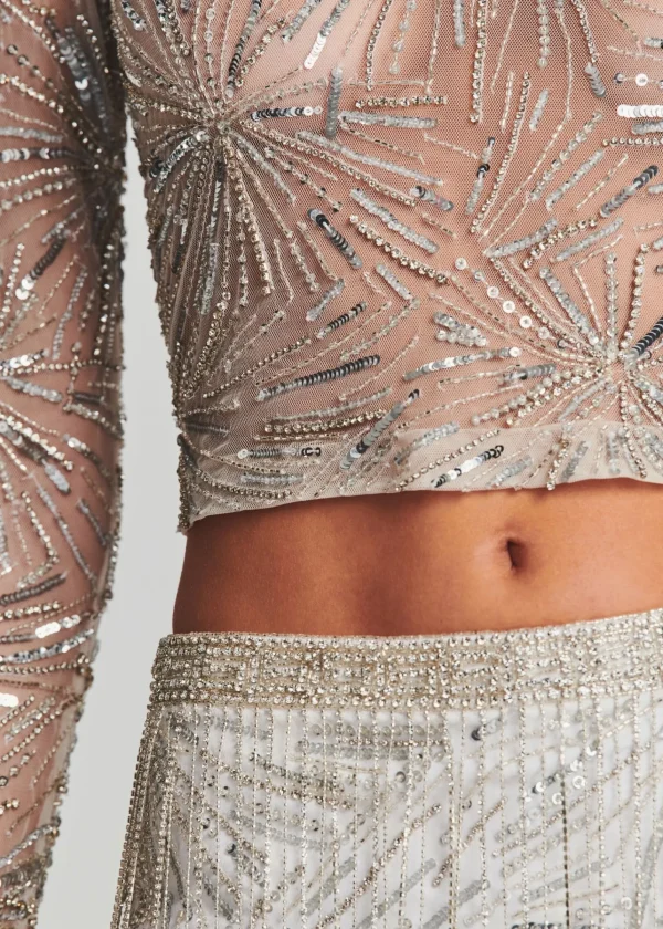 Bachelorette Party*Retrofete Bessie Sequin Top Silver/White