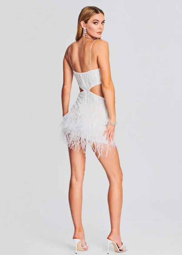 Sequin Styles*Retrofete Beverly Sequin Feather Dress White