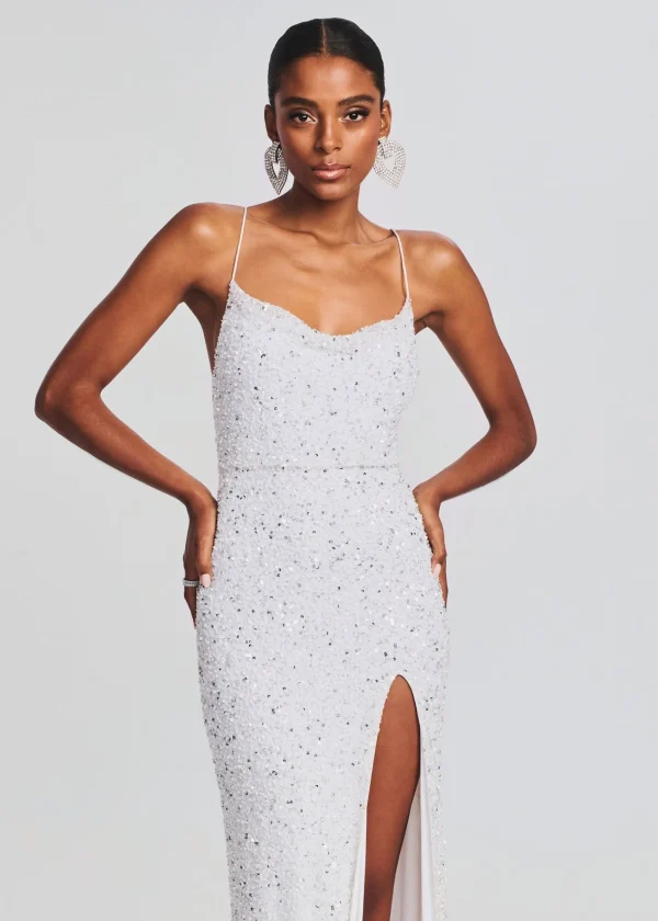 The Destination Bride*Retrofete Blair Sequin Dress Silver/White