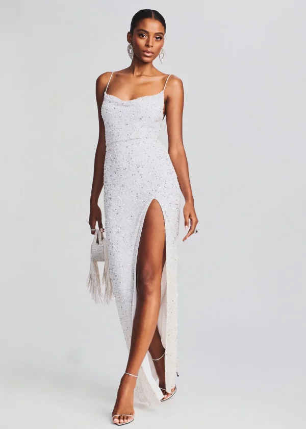RETROFÊTE*Retrofete Blair Sequin Dress Silver/White