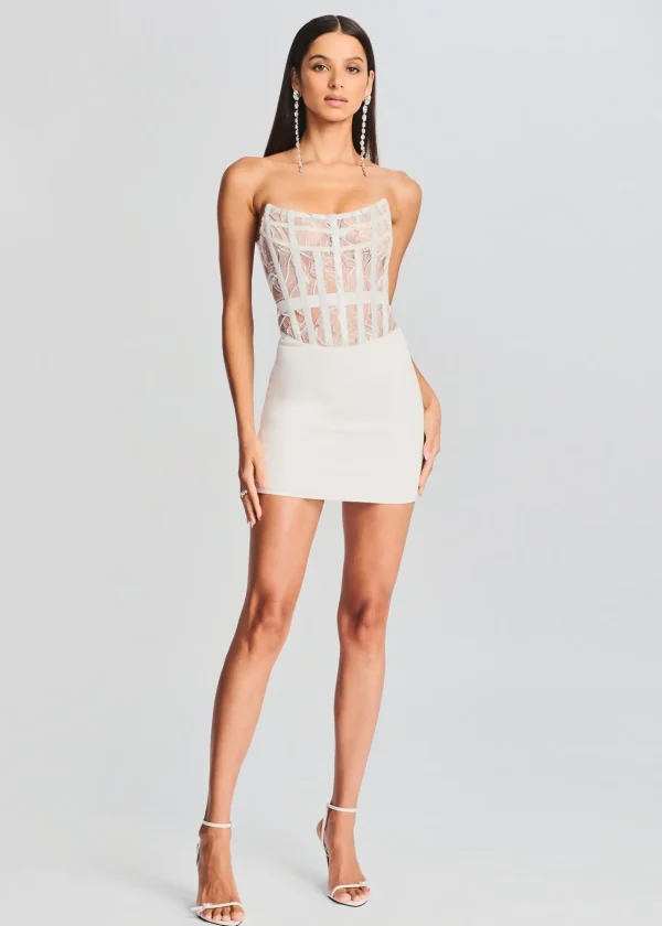 RETROFÊTE*Retrofete Blythe Embellished Dress White