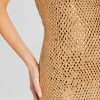 Guest Of*Retrofete Boa Embellished Knit Dress Iridescent Gold