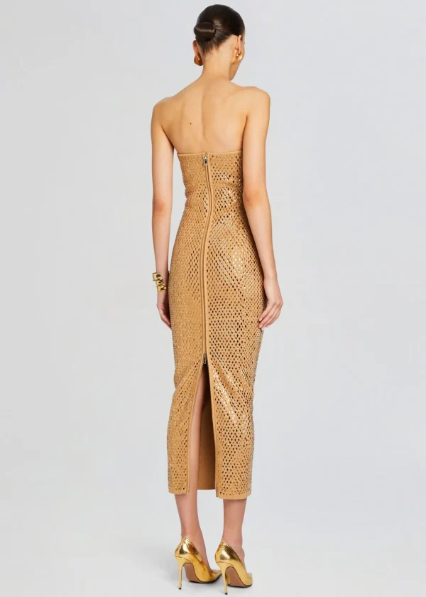 Dresses*Retrofete Boa Embellished Knit Dress Iridescent Gold