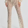 Sheer Bliss*Retrofete Brendi Sequin Crochet Pant Ivory Gold