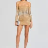 Neutral Moments*Retrofete Briella Embellished Dress Silver/Tannin