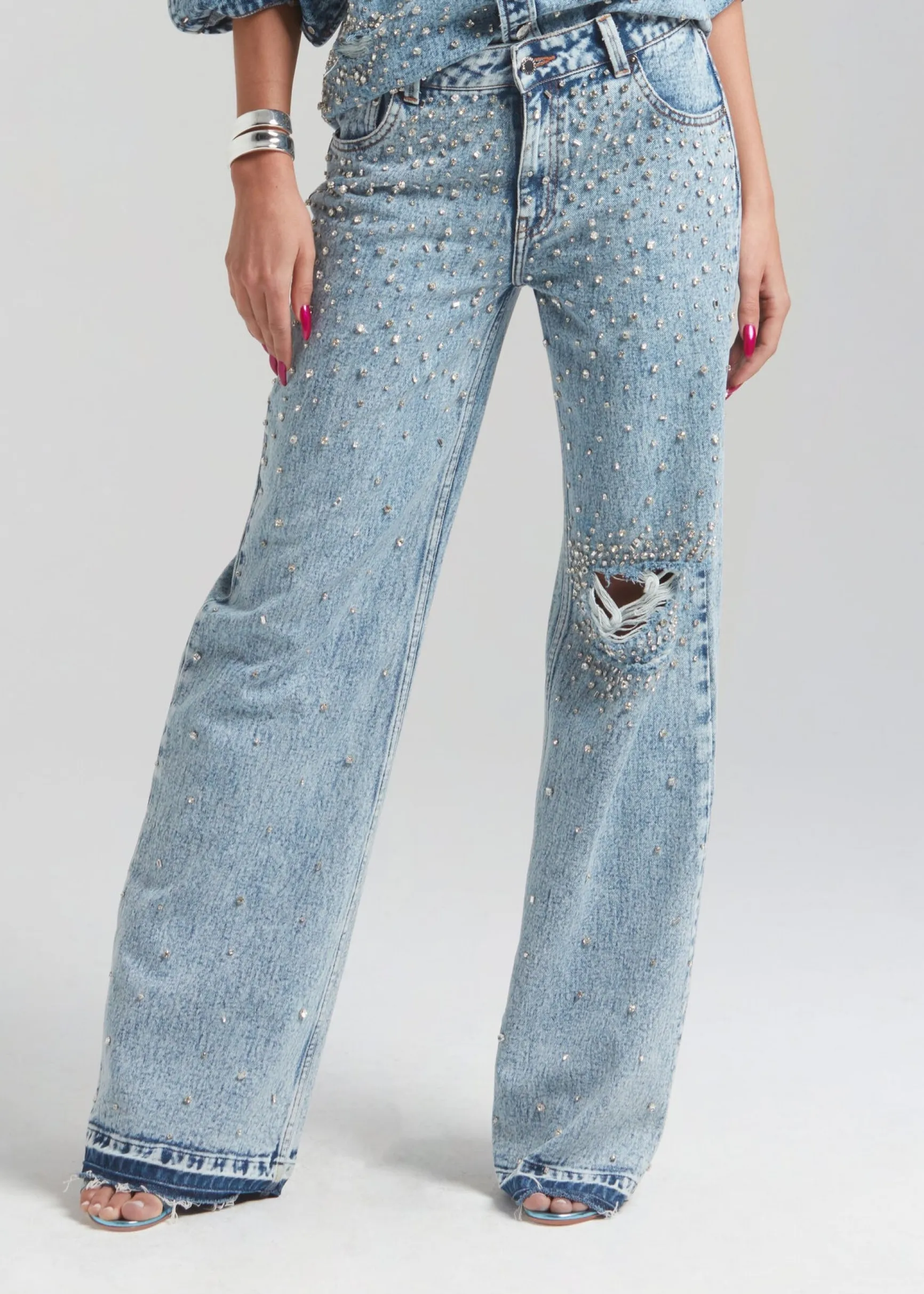 bronte_wide_leg_crystal_e_0.webp Bottoms*Retrofete Bronte Wide Leg Crystal Embellished Jean Arctic Crystal