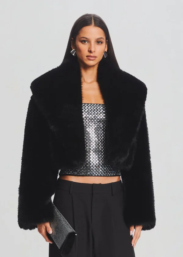 Guest Of*Retrofete Cadence Faux Fur Coat Black