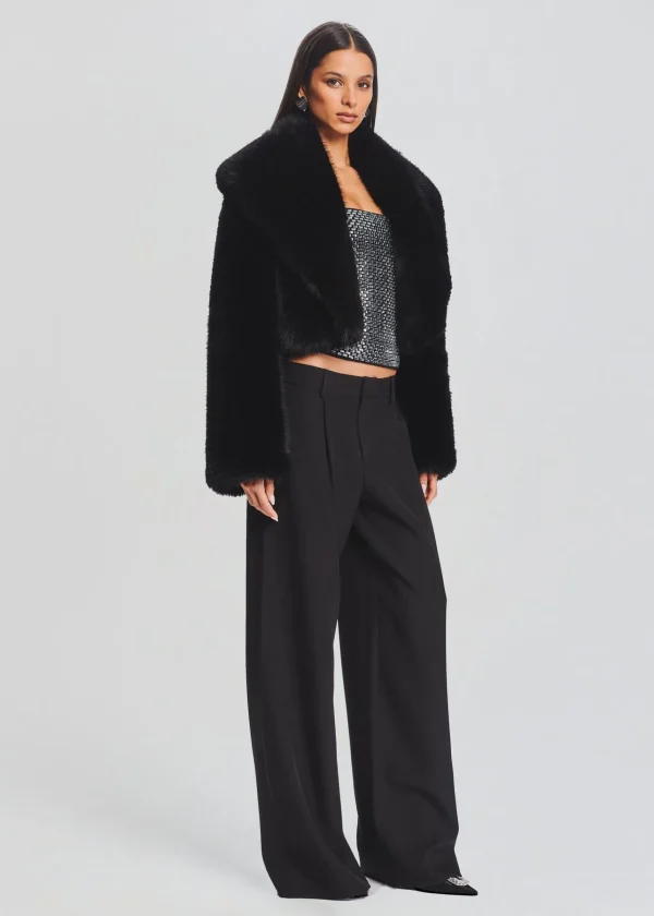 Guest Of*Retrofete Cadence Faux Fur Coat Black