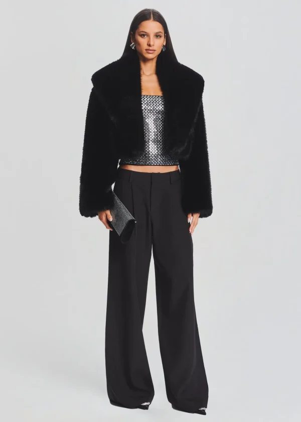 RETROFÊTE*Retrofete Cadence Faux Fur Coat Black