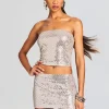 Exclusively Ours*Retrofete Cale Sequin Top Mink Grey