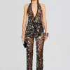 Subtle Shimmer*Retrofete Cali Sequin Crochet Jumpsuit Black