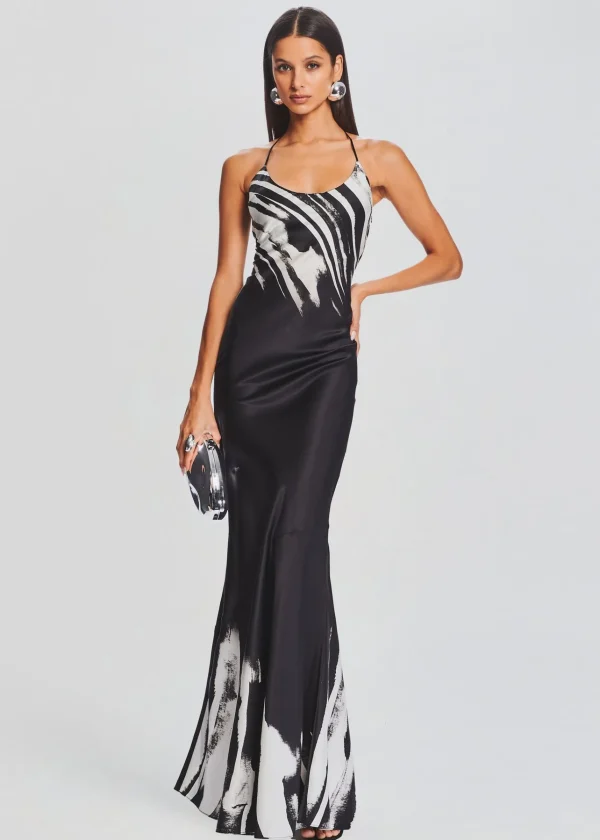 Guest Of*Retrofete Cami Silk Dress Zebra Ink Ombre