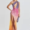 Guest Of*Retrofete Candice Sequin Crochet Dress Sunset Ombre
