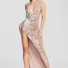 RETROFÊTE*Retrofete Candice Sequin Crochet Dress Rose Gold