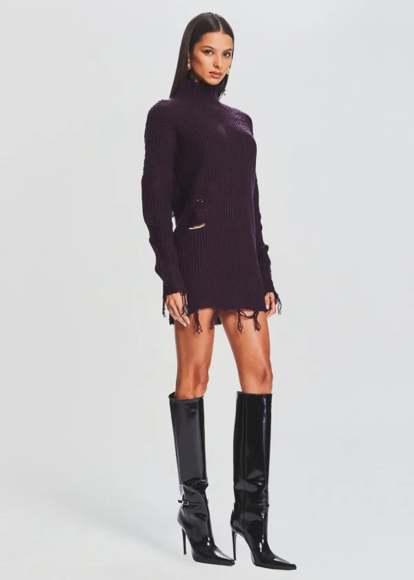 Spring Knits*Retrofete Capala Sweater Dress Eggplant