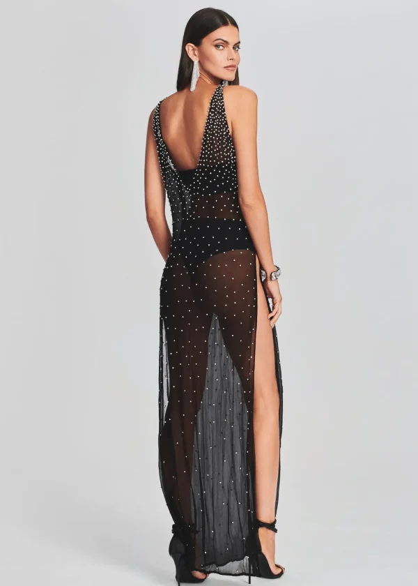 Guest Of*Retrofete Carmella Embellished Chiffon Dress Black/Silver