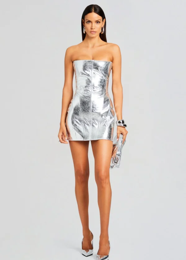 RETROFÊTE*Retrofete Casmir Leather Dress Silver