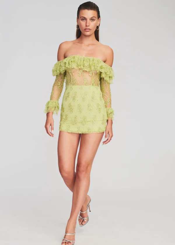 RETROFÊTE*Retrofete Castella Embellished Lace Dress Lime Green