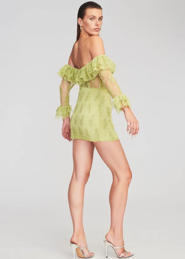 Dresses*Retrofete Castella Embellished Lace Dress Lime Green