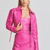 Bachelorette Party*Retrofete Castor Embellished Leather Jacket Neon Pink/Crystal