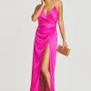 Dresses*Retrofete Ceres Embellished Silk Dress Neon Pink