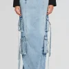 Bottoms*Retrofete Cerise Cargo Denim Skirt Vintage Celeste