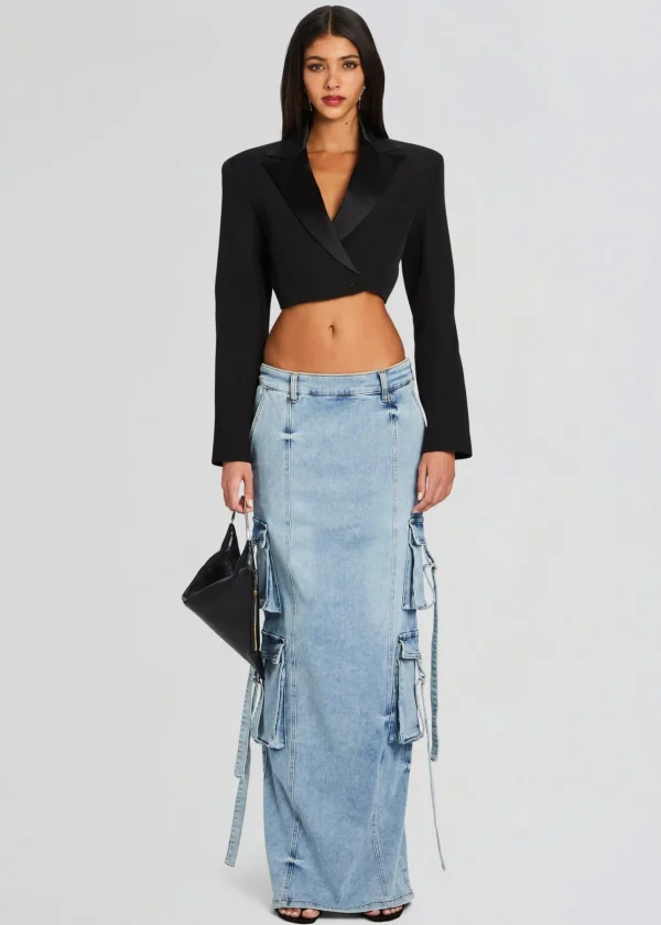 Denim*Retrofete Cerise Cargo Denim Skirt Vintage Celeste