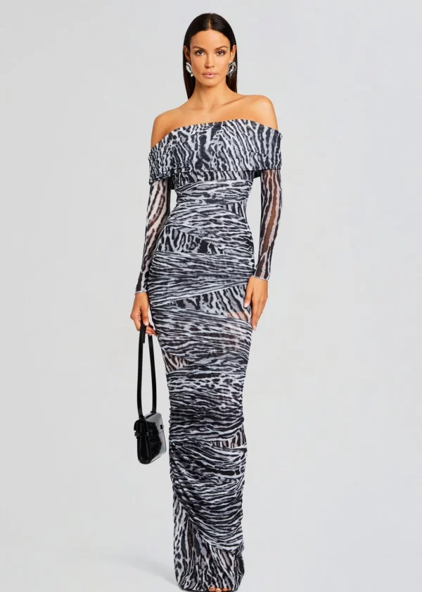 Dresses*Retrofete Chanda Gown Grey Ocelot